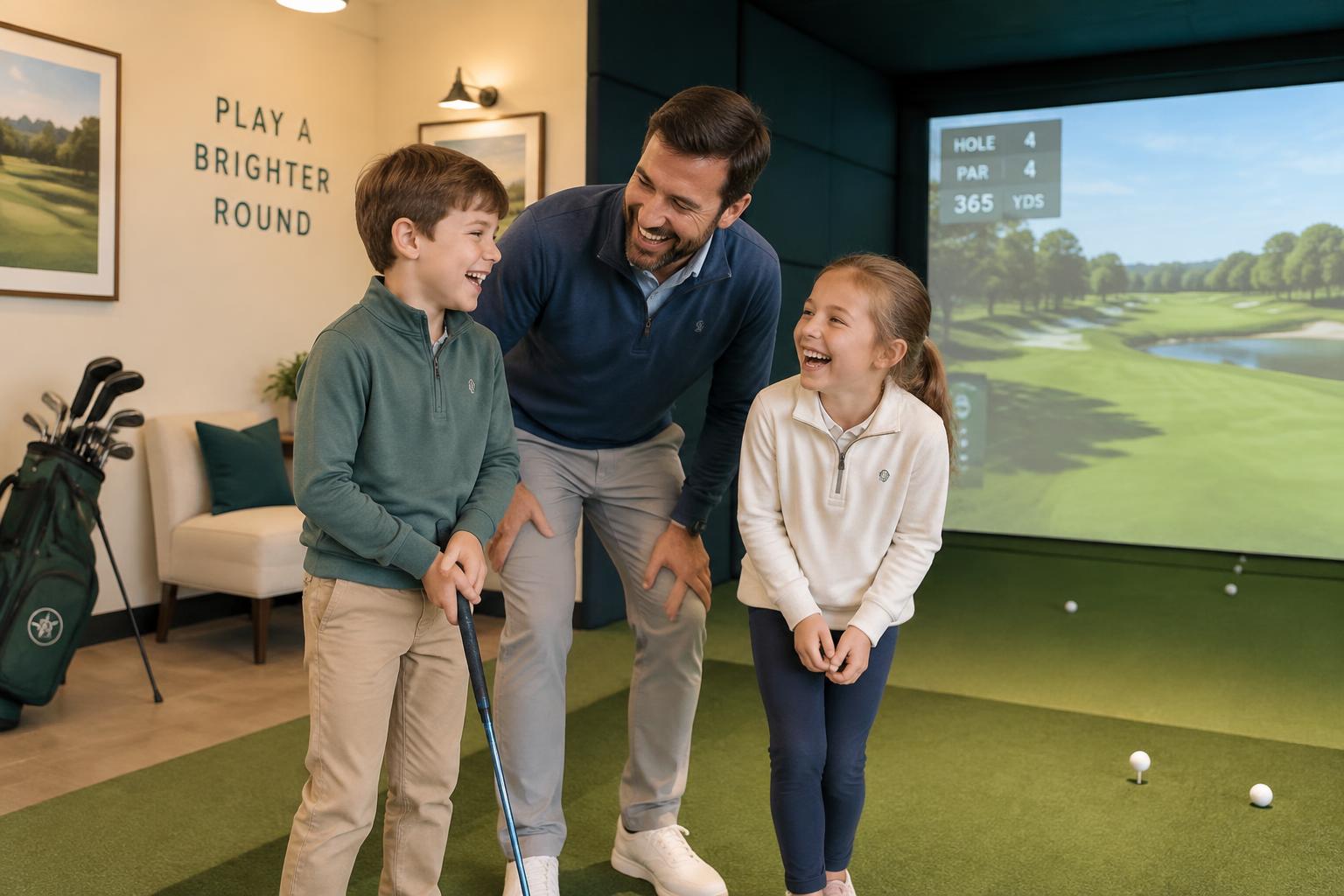 Placeholder image: a family group enjoying a simulator bay together at The Cut Club